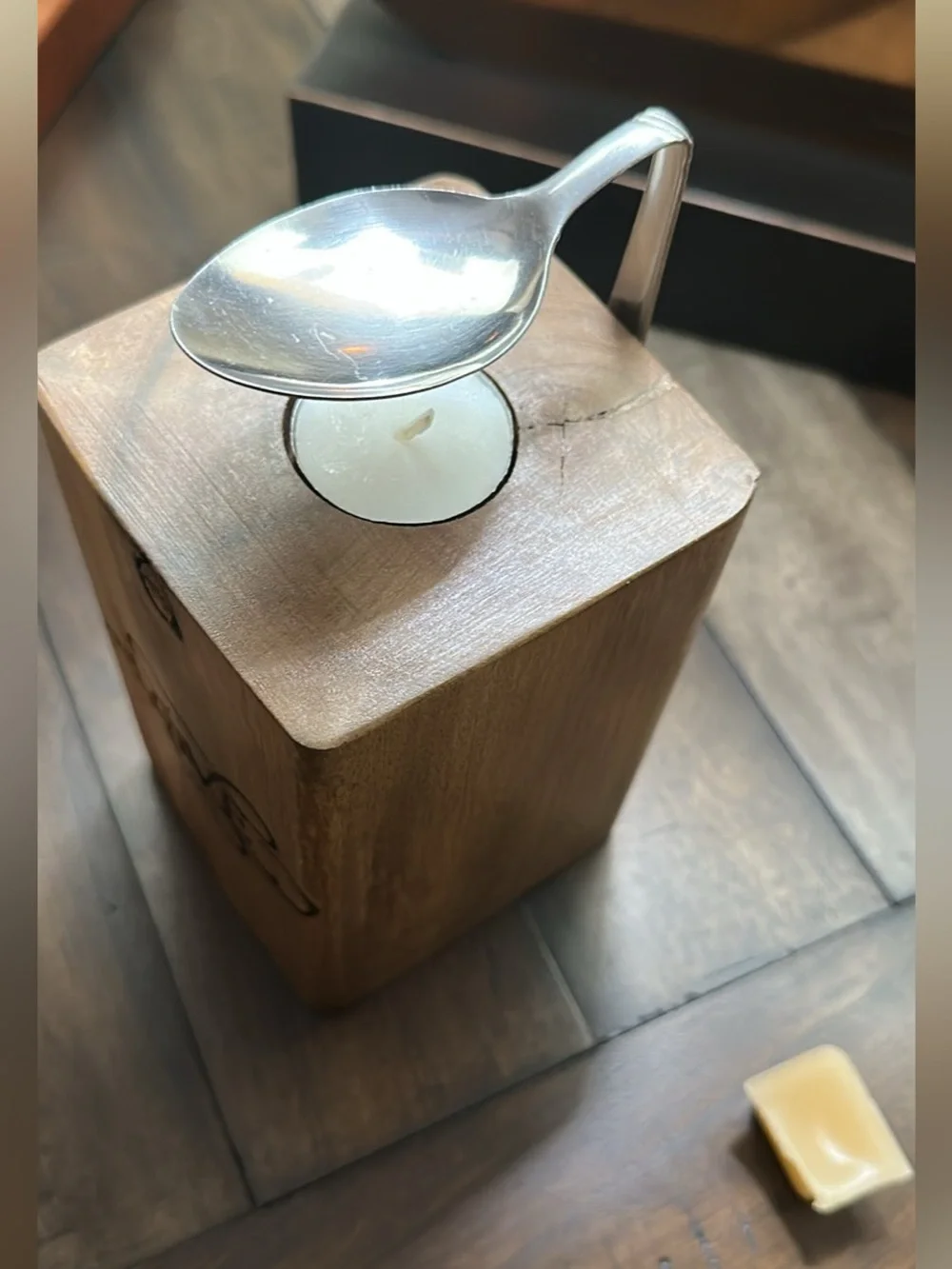 Wooden Block Wax Warmer / Spoon Candle Melter with 